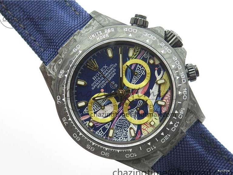 MiroTime 0406 Daytona DIW Carbon OMF Best Edition Blue Paint Dial on Deep Blue Nylon Strap A Tailored 2842